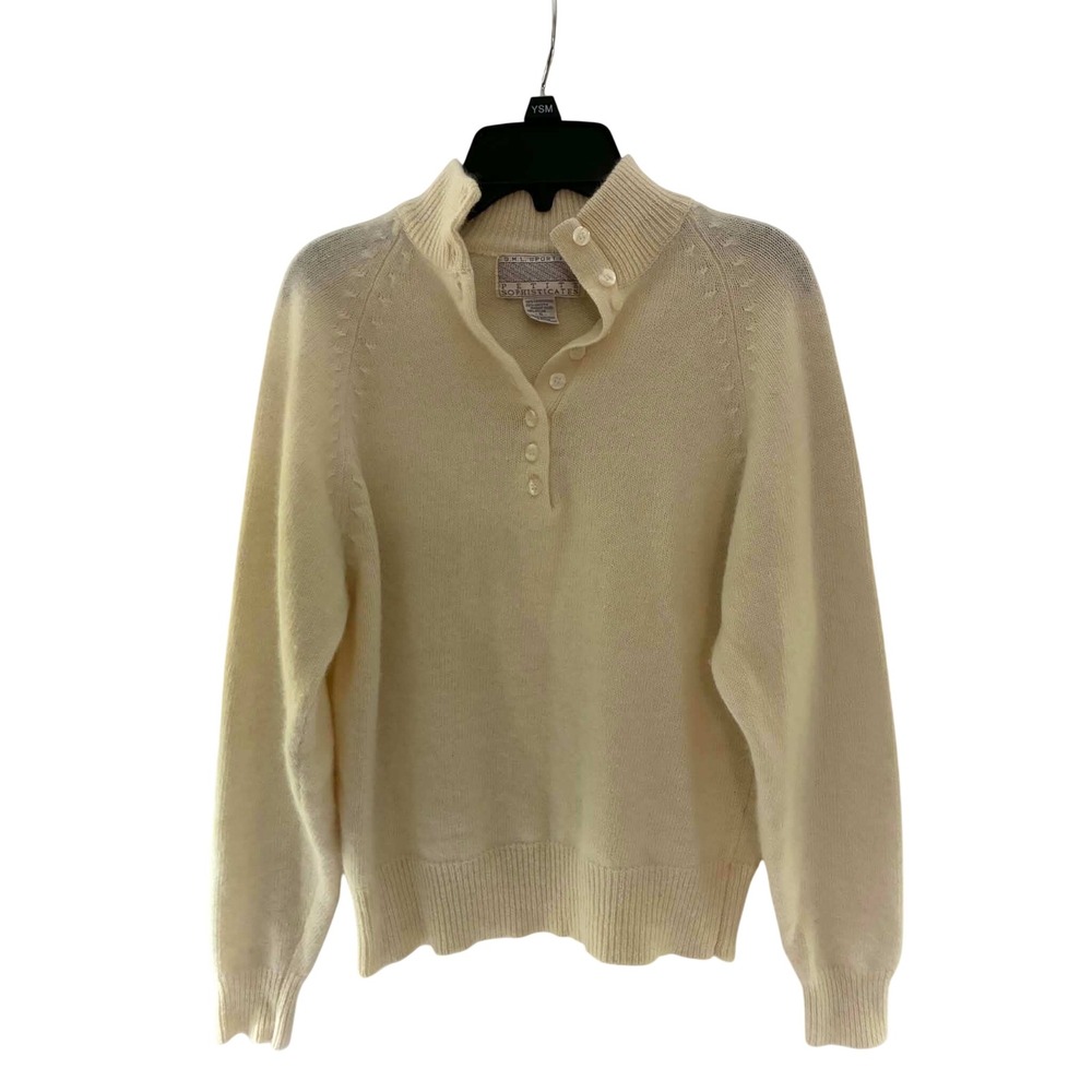 Petite Sophisticates Sweater Womens Small Cream Excellent Lambswool Angora Knit